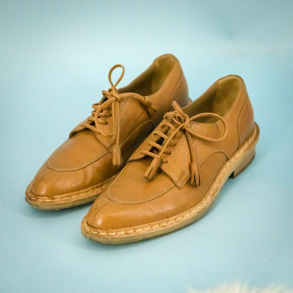 Balenciaga Paris 39.5 Size 9.5 Leather Oxford Lace Tassel Pointed Loafers Shoes
